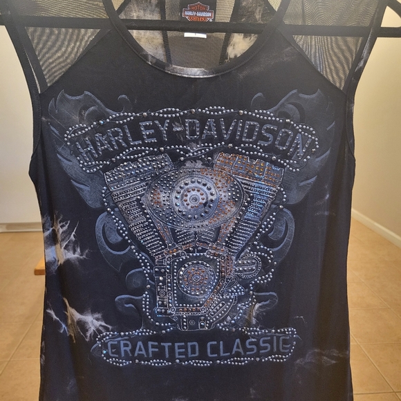 🌒EUC~HARLEY DAVIDSON MESH GRAPHIC SHIRT - Picture 3 of 9